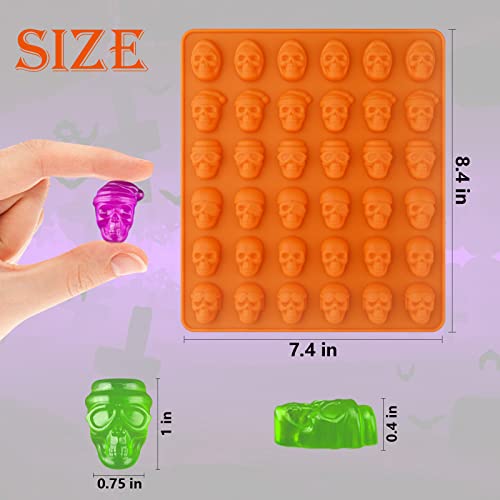 Sakolla Gummy Skull Silicone Candy Molds, 2 Pack 36 Cavity Non-Stick Mini Halloween Chocolate Molds For Gummies, Candy, Jelly, Ice Cube, Dog Treats #TOP1