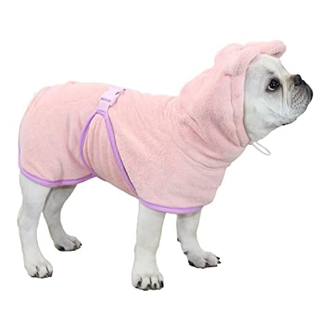 Blue Dream Island Dog Bathrobe, Microfiber Fast Drying Absorbent Hooded Bath Towel for Puppy Small Medium Large Dog Cat_XS(Pink) Cover