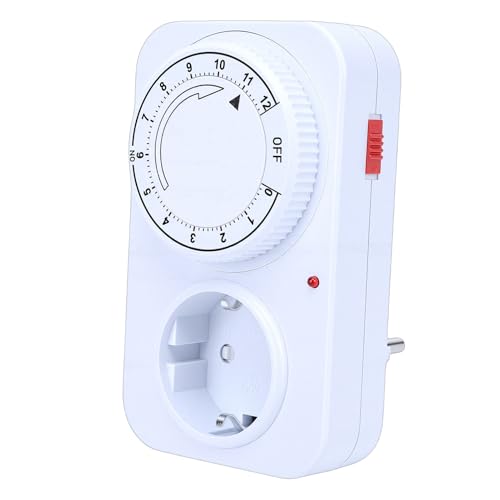 HUSHUI Salida de Temporizador de Cuenta Atrás, Enchufe de Temporizador Mecánico de 16A para el Hogar y la Oficina, Función de Cuenta Atrás de Ahorro de Energía de 12 Horas, ABS Duradero IP44