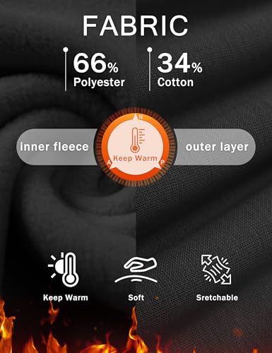 MAGCOMSEN Women's Fleece Lined Sweatpants Wide Leg Warm Winter Cotton High Waisted Lounge Straight Leg Pants Pockets3