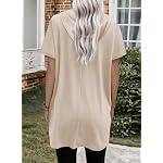 Kapuzenpullover Damen Hoodie Sommer Kurzarm mit Kapuze Pullover Sweatshirt Tops Oversize Tshirt Lässig Einfarbig T-Shirts Oberteile S-XXL – Bild 2