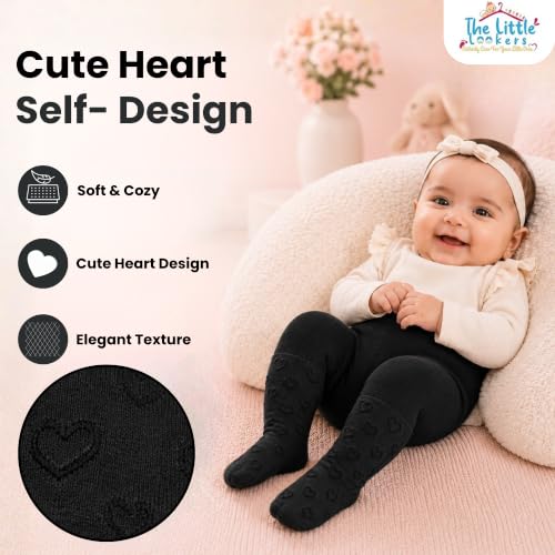 Image of THE LITTLE LOOKERS Baby Tights Thick Toddler Baby Girl Seamless Knit Leggings Thick Solid Cotton Stockings Footed Pants Pantyhose for Years Baby