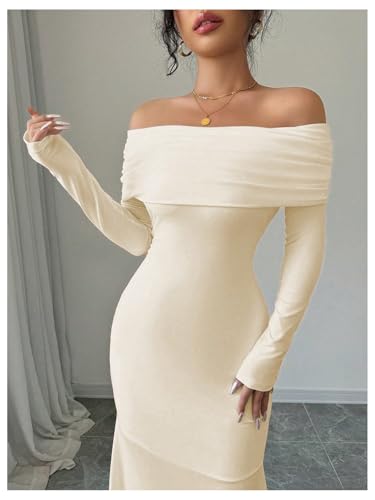 Image of SOLY HUX Women's Long Sleeve Off The Shoulder Bodycon Dress Elegant Maxi Dress Cocktail Prom Dresses
