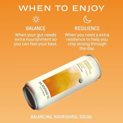 NA Beverage Social Tonic, Non-Alcoholic Functional Mocktails with 2000mg Prebiotic Fiber, Mushrooms & L-Theanine, Ginger Pineapple, 12oz Cans (12 Pack) — view 5