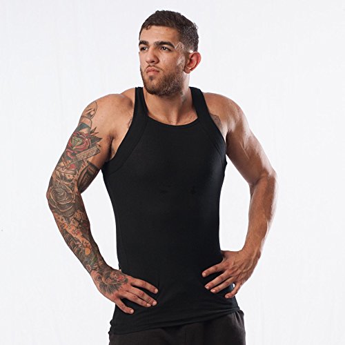 Different Touch Men's G-Unit Style Tank Tops Square Cut Muscle Ribbed Underwear Shirts (L, 6 Pack (Assorted))
