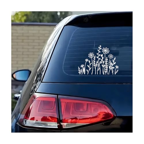 Image of HZEL Car Mirror Sticker, 2PCS Vinyl Wildflowers Boho Vehicle Bumper Decal, Anti-Scratch Fun Plant Lover Automotive Window Decorative Label Accessories, Universal for SUV, Sedan, Truck