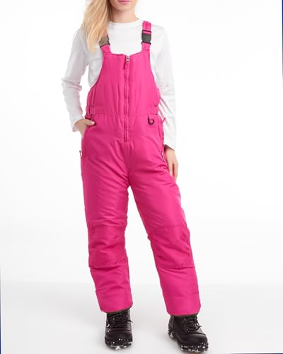 Perry Ellis Kids Snow Bib - Insulated Waterproof Bib Snow Pants with Secure Zip Cuff - Winter Pants For Girls and Boys (5-18), Size 12-14, Berry