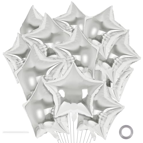 20 Pcs Star Balloons 18 Inch Silver Star Foil Balloons Stars Shaped Balloon Mylar Helium Balloon for Birthday Party Anniversary Wedding Baby Shower Decorations (Silver)