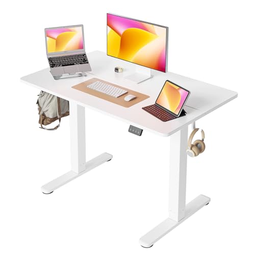 Cubiker Escritorio Eléctrico de Pie - 100 * 60 cm Mesa Altura Ajustable con Tablero, Sistema Anticolisión, Pies en T de Acero, Panel Control con Funciones Memoria