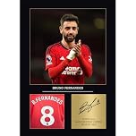 Bruno Fernandes Gift Signed A4 Print Display Unframed Manchester United Gifts For Boys Digitally Reproduced Signature Man United Gifts For Men