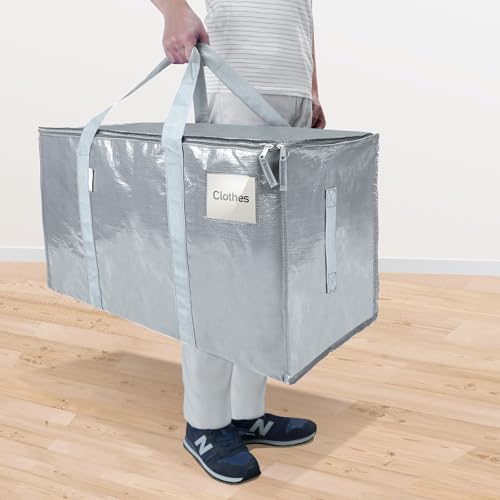 Image of TICONN 8 Pack Extra Large Moving Bags Heavy Duty with Zippers & Carrying Handles, Durable Storage Bags Moving Boxes for Closet Organizers and Storage (8 Pack, Light Grey)