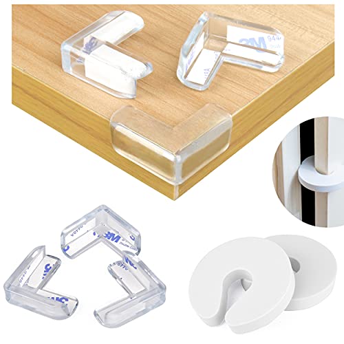 Dodo Babies Corner Protector Edge Guards, Set of 24 Table Corner Protectors for Baby – Transparent Furniture Bumpers Baby Proofing Corner Guards – Strong Glue – Includes 2 Door Slam Stopper Safety
