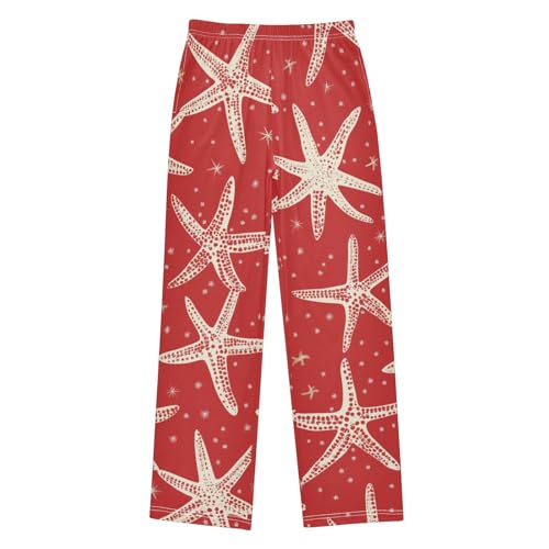 ZZXXB Xmas Starfish Boys Long Pants Soft Trousers Elastic Waist Kids Lounge Bottoms with Pockets S-XL