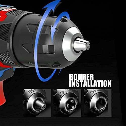 Akkuschrauber 21V mit 1 Akku, Akku-Schlagbohrschrauber set mit 2-Gang & LED-Arbeitslicht – Schnellladegerät – 18+1… – Bild 5