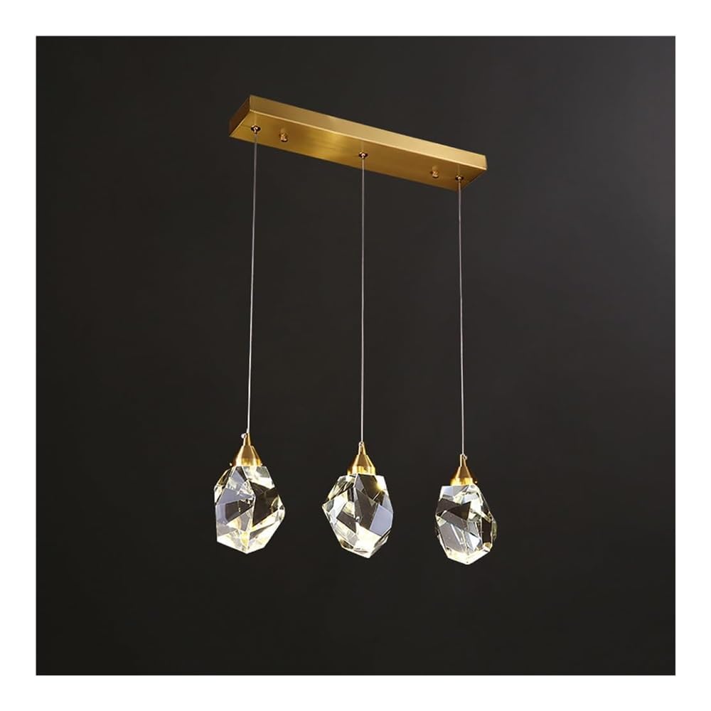 Suspension cristal 3 lumières doré - Plafonnier LED linéaire chic
