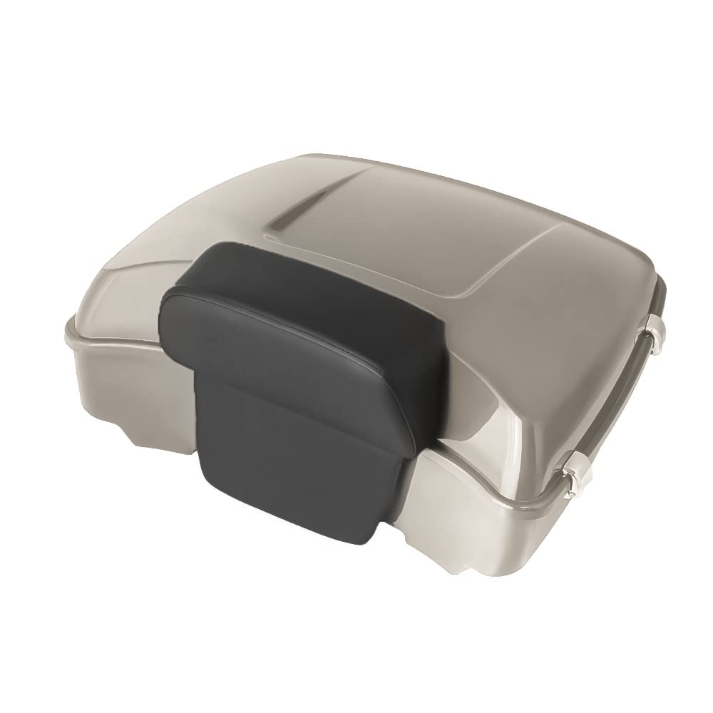 WOWHOG Tour Pack, Fit for 14-Later Harley Touring (Razor Tour Pack + Mounting Rack + 4 Point Docking + Backrest Pad, White Sand Pearl, Razor Tour Pack)