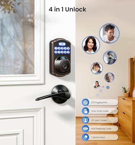 Veise KS02A Fingerprint Keyless Entry Door Lock, Auto Lock, Electronic Keypad Deadbolt for Front Door, Biometric, Anti-Peeping Password, Easy Install, Oil Rubbed Bronze by Veise - Image 2