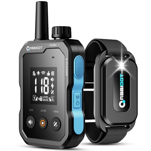 ABBIDOT Dog Shock Collar (5-120 lbs) - 4500 FT Dog Training Collar with Remote, IPX7 Waterproof with 6 Training Modes, Beep, Vibration, Safe Shock, Enhanced Night Light, Rechargeable Electric Collar
