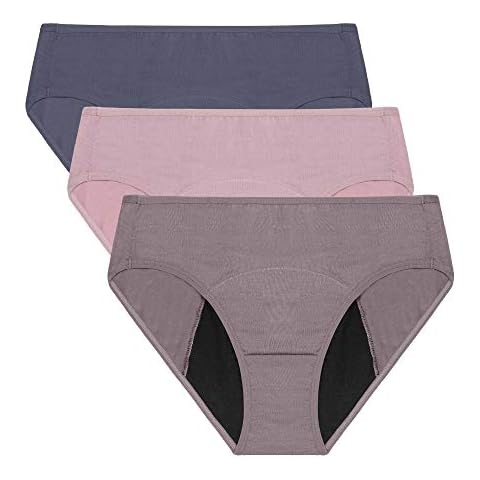 Neione Period Pants Menstrual Underwear Period Proof Postpartum Heavy Flow Women Big Girls Bikini Knickers 3-Pk Allure M Cover