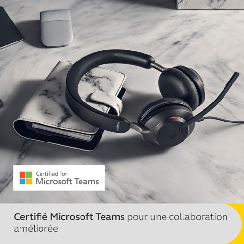 Jabra Evolve2 40 SE Casque stéréo Filaire antibruit avec Technologie d'appel à 3 micros et câble USB-C - Fonctionne avec Zoom et Google Meet - Noir