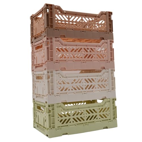 Luna Crates caixa de armazenamento dobrável, caixa organizadora de caixas dobrável com alça, caixas