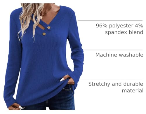Image of LOLONG Womens Long Sleeve V Neck T Shirts Casual Basic Work Tops Trendy