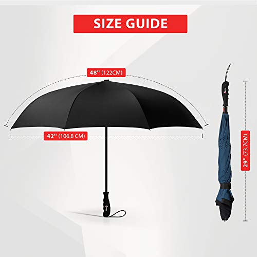 Repel Umbrella Inverted Umbrella For Rain - Windproof Reverse Umbrella W/ 8 Fiberglass Reinforced Ribs - Easy Open/Close Upside Down Umbrella - Large Inside Out Umbrella For Rain And Uv Protection #TOP5