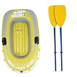  Bateau Gonflable 2 Personne Dinghy Boat Challenger Kayak Gonflable Set Avec Des Pagaies Pour Pêche Jaune