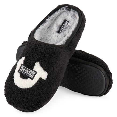 True Religion Mens Slippers House Slippers for Men - Fuzzy Soft Indoor and Outdoor