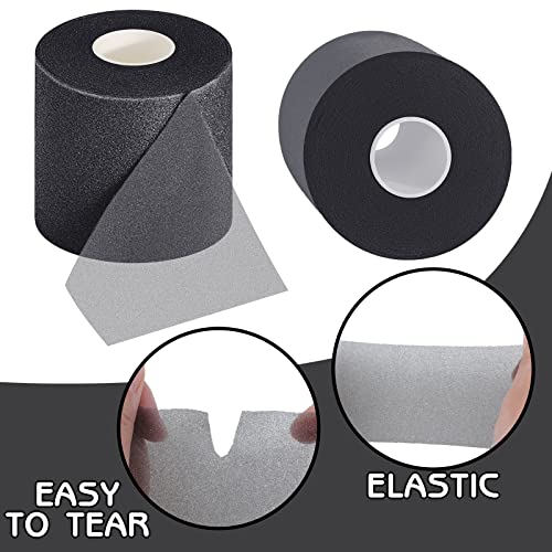 Image of Nuanchu Pre Wrap Athletic Tape 12 Rolls x 30 Yards Prewrap, Black | Pre Wrap Elastic Tape, 2.75 inch x 30 Yards, Foam Underwrap for Wrist Ankle Hand Hair Knees fingers Sports, Running Soccer Hiking