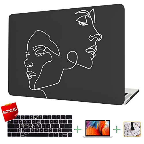 VAESIDA New MacBook Pro 13 Inch Case, Hard Laptop Cover Case & Keyboard Cover & Screen Protector Only Compatible New Mac Pro 13 Release 2016-2019 (Pro 13 Model A2159/A1706/A1708/A1989) (Face Sketch)