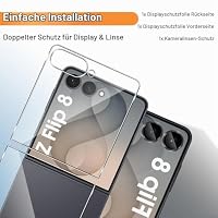 QULLOO Rückseite Schutzfolie für Samsung Galaxy Z Flip 8 / Flip8 5G für Panzerglas, 2 Stück Rückseite Glasfolie mit 1 Stück Kameraschutz, 9H Hinten Vollabdeckung Schutzglas Zurück Folie – Ansicht 7
