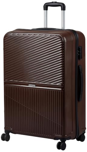 Image of Teakwood Large Size 8 Wheels Trolley Bag, Hard Cabin with Zipper Closure, Adjustable Push Button & Cross Side Strap, Number Lock System 360 Degree (Large, Brown)