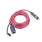 Premium 15A 15FT Auto Cigarette Lighter Socket Heavy Duty Extension Cable Cord with Fuse, Car Ciga Lighter Port Plug & Socket 12V 24V Copper Wire