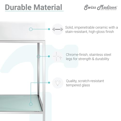 Image of Swiss Madison Pierre 40 Single, Freestanding, Open Shelf, Chrome Metal Frame Bathroom Vanity