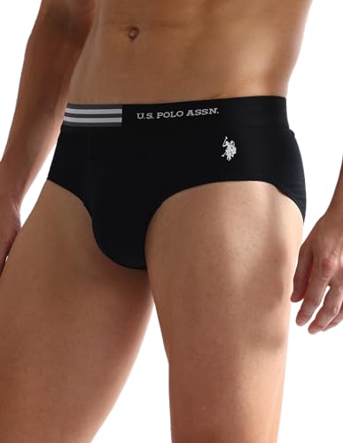 Image of U.S. Polo ASSN. Mens OEB06 Flag Waist Single Jersey Underwear Briefs - Pack of 2
