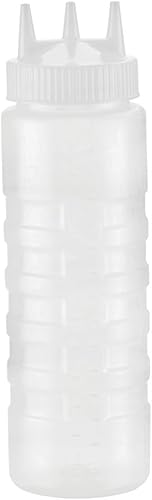 Botella de plástico transparente de 24 onzas con tapa blanca de tres puntas