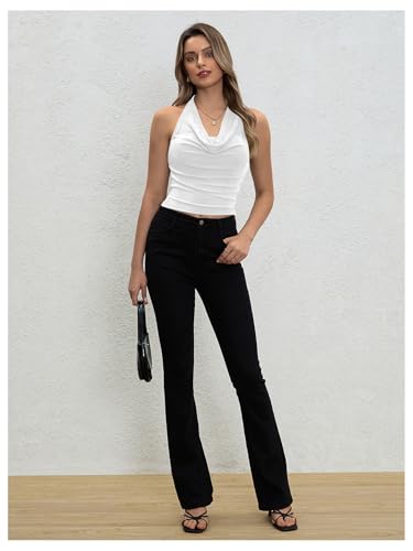 Milumia Women Ruched Halter Y2k Crop Tops Backless Cowl Neck Sleeveless Shirts4