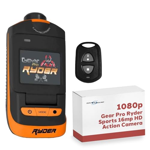 Image of Gear Pro Ryder 360 Action Camera, Hi-Resolution, 16MP Images, 1080p Video, Fold-Out 1.5 inch LCD, Waterproof, Anti-Shake, HDMI, Micro SD Slot, Mounting Accessories & Remote Control, 3.85 inchx1.77 inchx1.37 inch