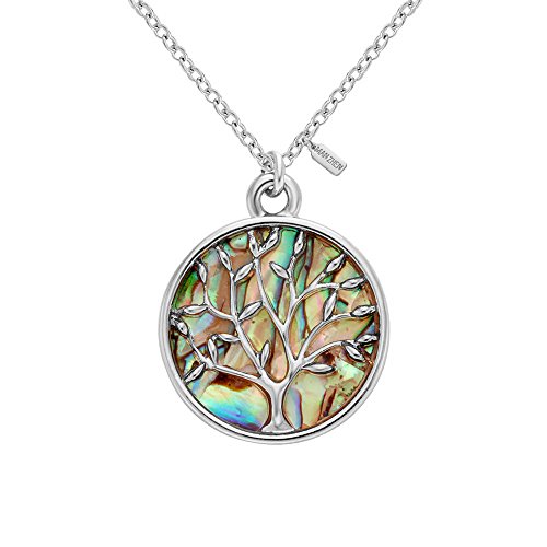 MANZHEN Gold Rose Gold Silver Transparent Natural Abalone Shell Tree Charm Pendant Necklace 18''