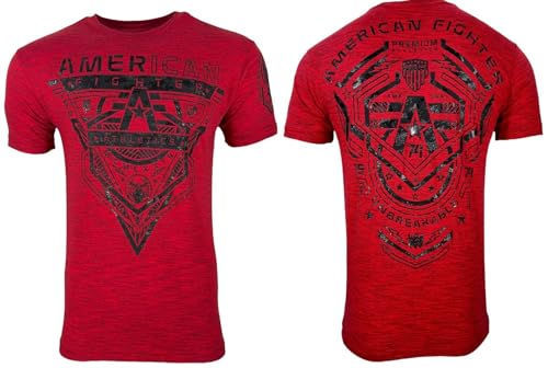 American Fighter Men's T-Shirt Crestline Crew Neck Red2