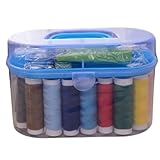 Vayliro Basics Tragbares Reise-Nähset Reise Nähset Nähzubehör Reisenähzeug Mini-Nähset Nähnadeln Fingerhut Maßband Schere Gewinde Ohrreiniger Knöpfe mit Aufbewahrungsbox,10-teiliges Set,Blau