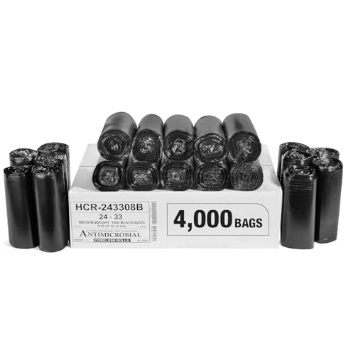 Image of Aluf Plastics 16 Gallon 8 Micron (eq) Black Trash Bags 24 inch x 33 inch 4000 Count