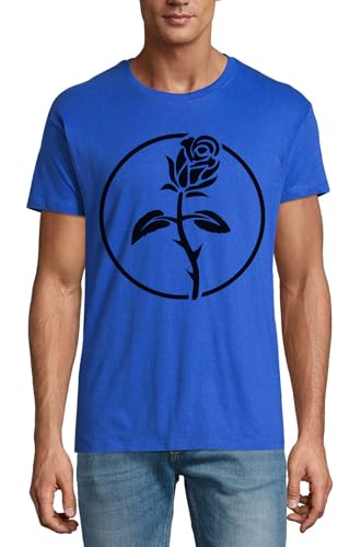 T-Shirt Homme Royal Blue en coton avec motif Black Rose Minimal Art