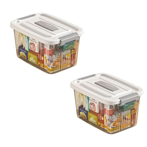 Image of Ash & Roh Plastic Storage Box /Bin /Container with Locking Lid - Sturdy and Versatile Home Organizer, Available in Multiple Size. (2, TRANSPARENT, Large 29cm X 40cm X 21cm)