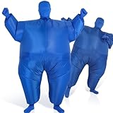 Toulite 2 Pcs Halloween Inflatable Body Suit Inflatable Costume for Adult 5-7 ft Fat Suit Sumo Wrestling Outfit (Blue)