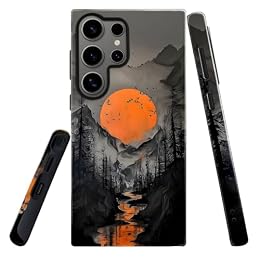 DAIZAG Case for Samsung Galaxy S23 Ultra,Military-Grade Protection Cover,Sunset Mountain Landscape(Glossy)