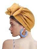 ZURLEFY African Turban Hats for Women, Yellow Ladies Turbans and Head Wraps, Hair Wraps for Women Fashion Accessories(30-2)