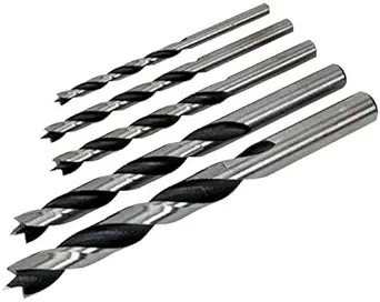 Inditrust wood drill bit set of 5 bits (4mm, 5mm, 6mm, 8mm, 10mm)