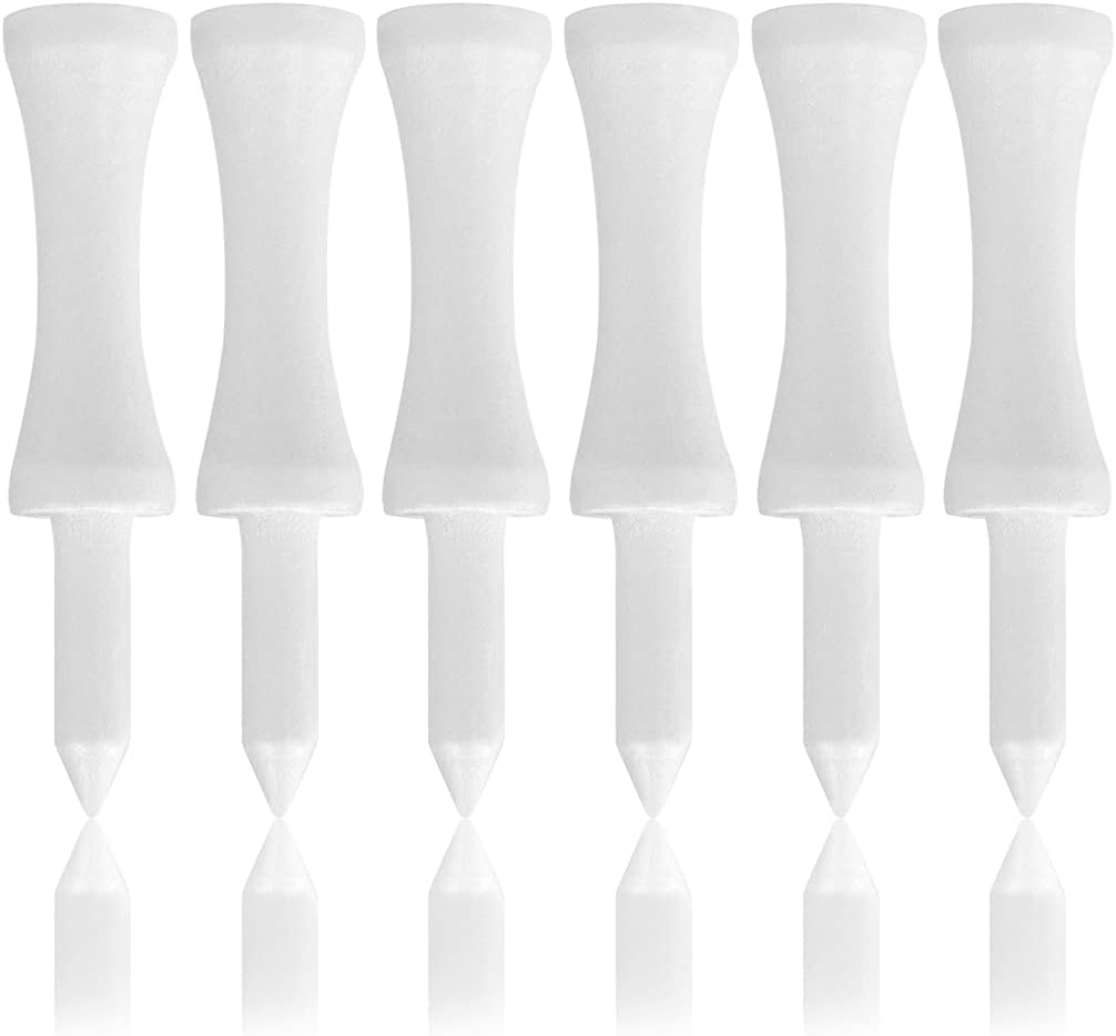 LIKOSO Bamboo Golf Tees White 51MM Pack of 100 Non Plastic Castle Golf Tees Biodegradable Sustainable